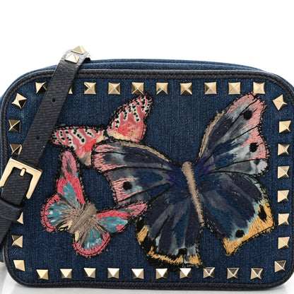 Valentino Garavani Denim Butterfly Embroidered Rockstud Camera Crossbody Bag Light Denim Multicolor 10 of 11