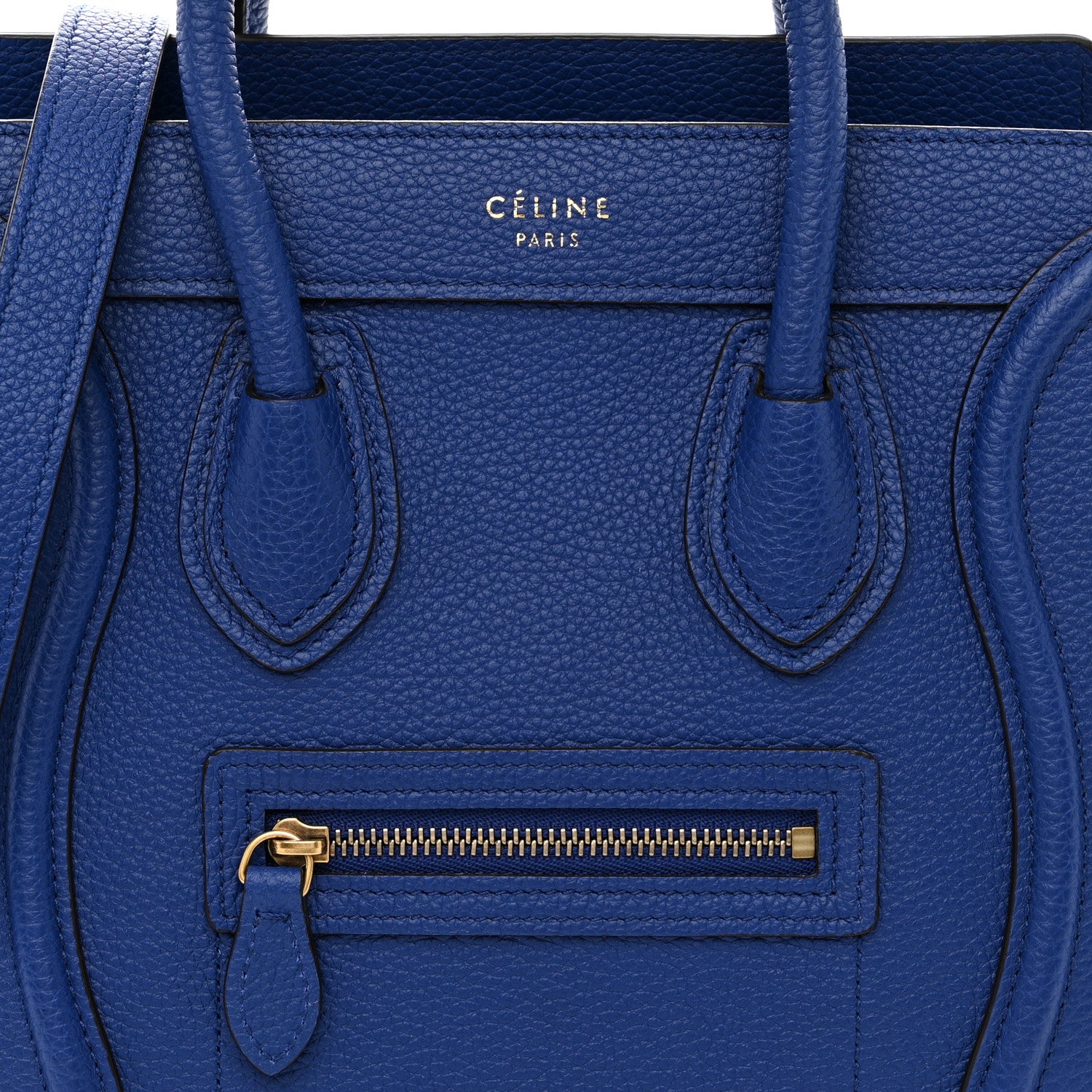Celine Drummed Calfskin Nano Luggage Indigo 8 of 10