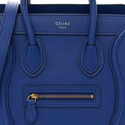Celine Drummed Calfskin Nano Luggage Indigo 8 of 10