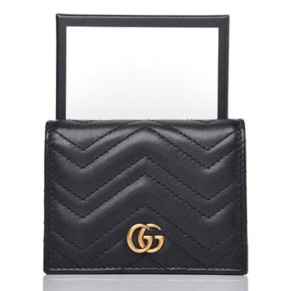 Gucci Calfskin Matelasse GG Marmont Card Case Wallet Black 8 of 10