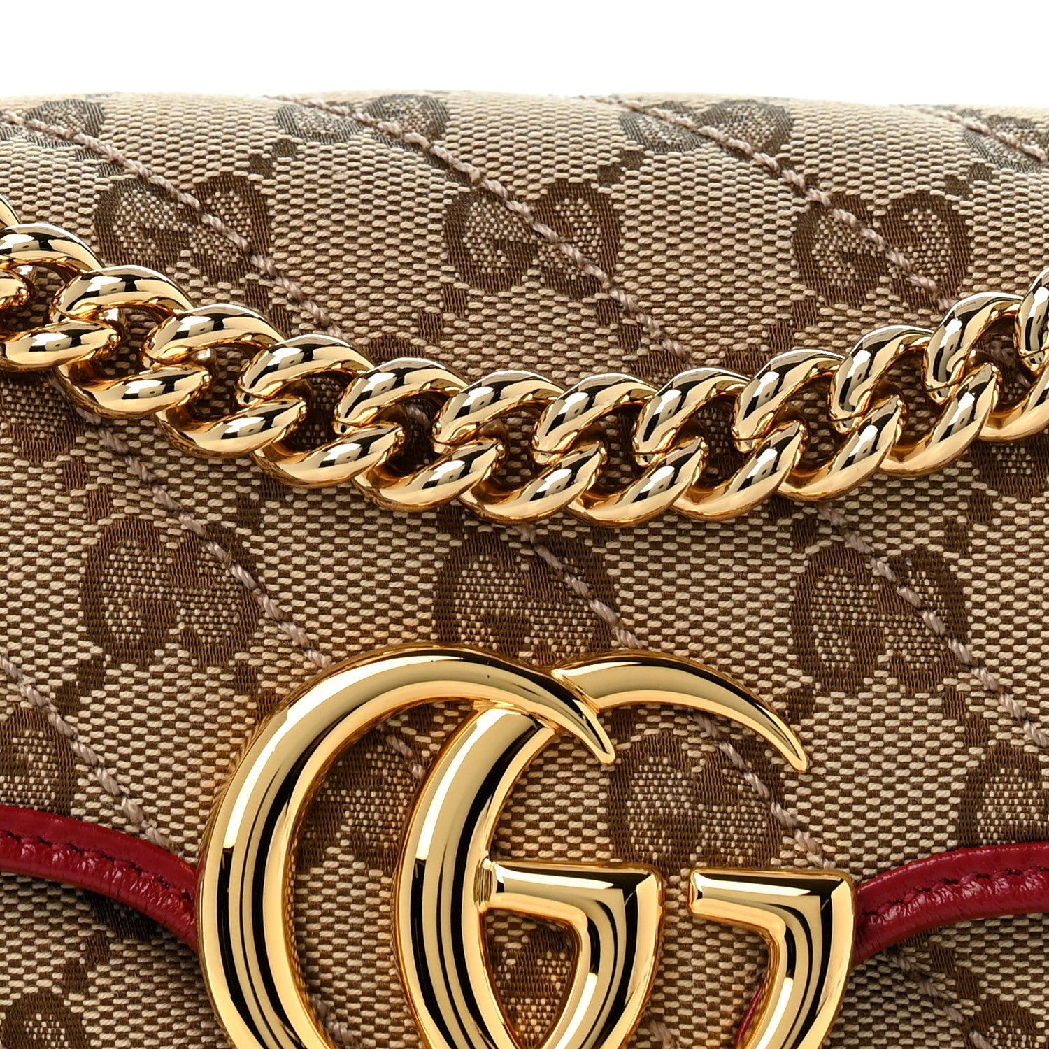 Gucci Monogram Azalea Calfskin Matelasse Diagonal Mini GG Marmont Shoulder Bag Beige Ebony New Cherry Red 8 of 11