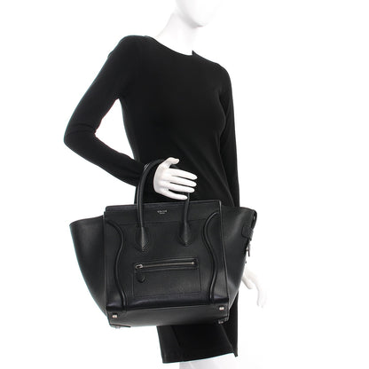 Celine Drummed Calfskin Mini Luggage Black 2 of 8