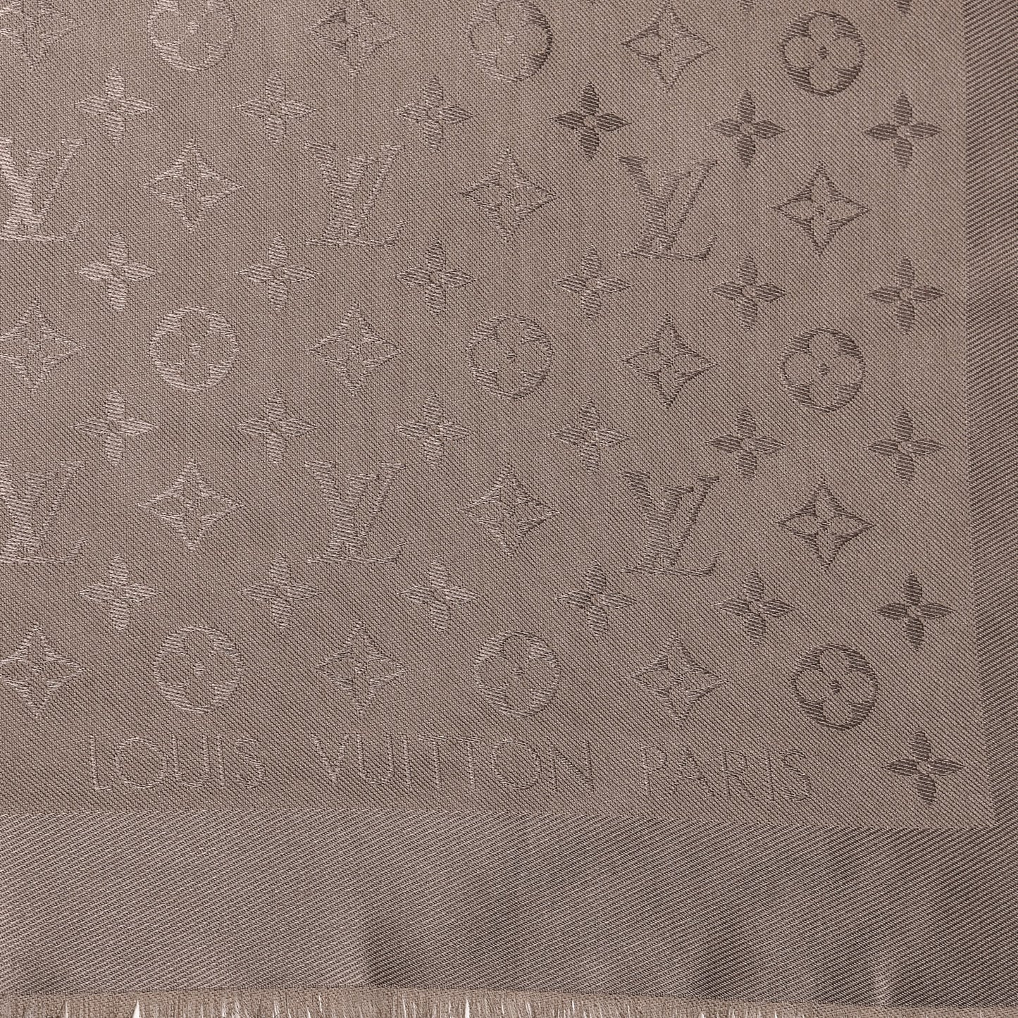 Silk Wool Monogram Shawl Beige
