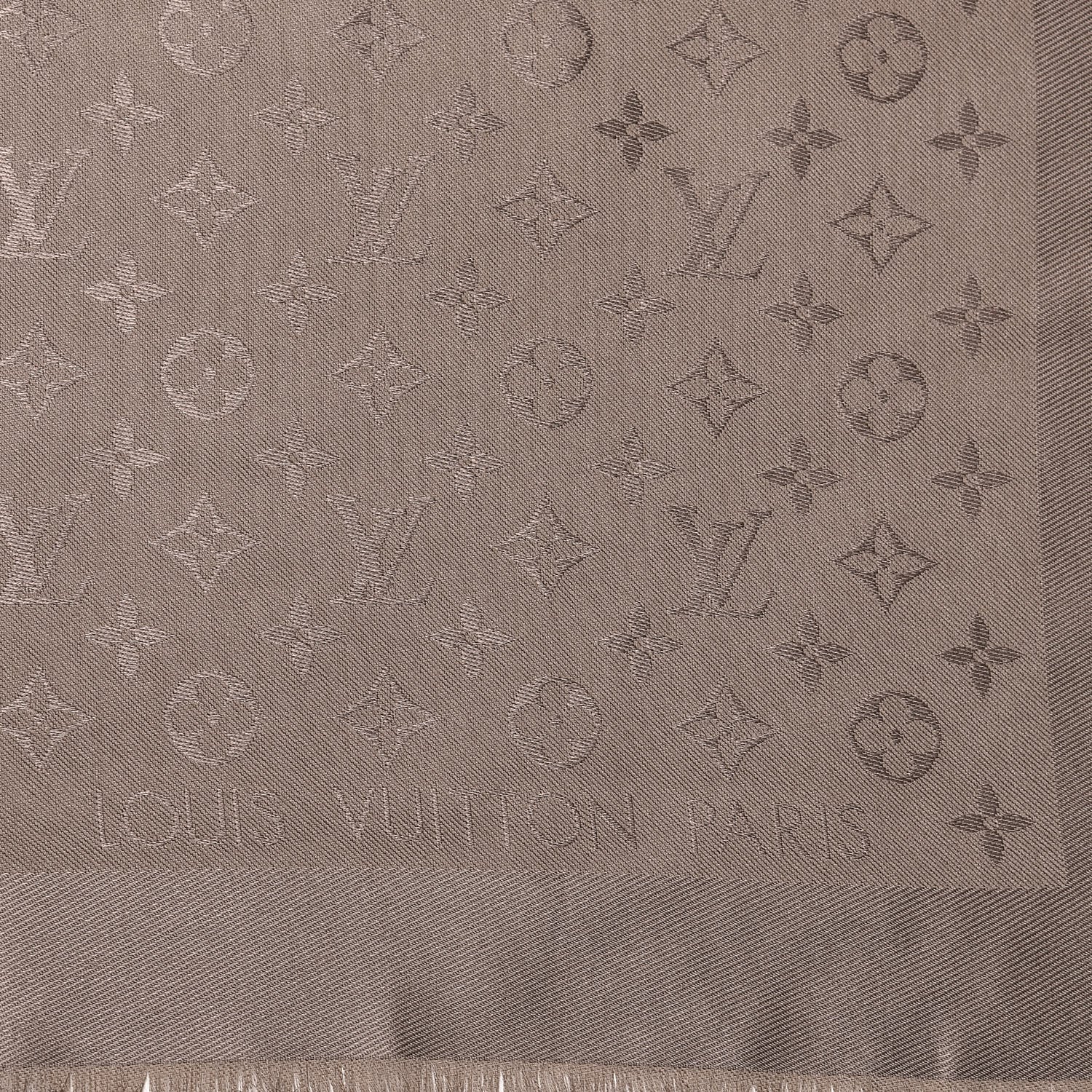 Louis Vuitton Silk Wool Monogram Shawl Beige 3 of 4