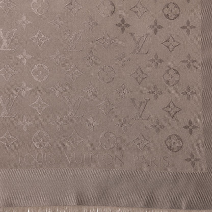 Louis Vuitton Silk Wool Monogram Shawl Beige 3 of 4