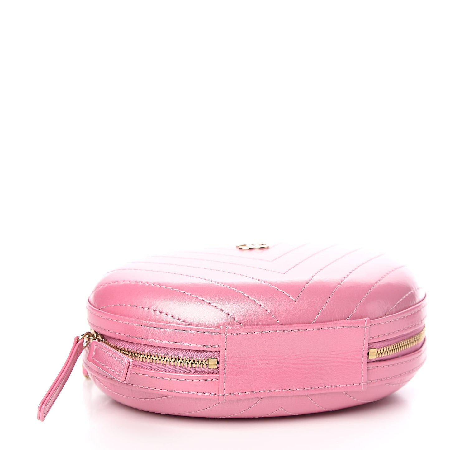 Calfskin Chevron Stitched Evening Bag Pink