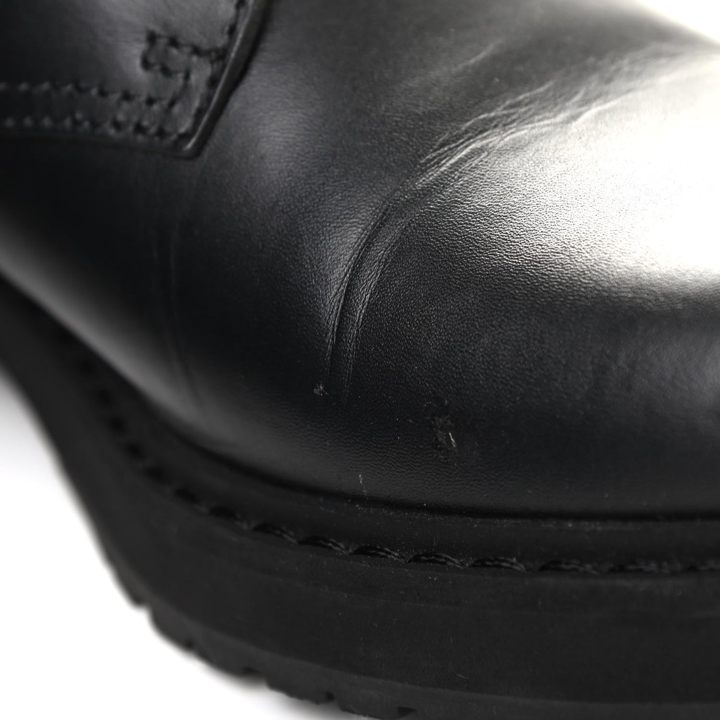 Calfskin Stretch Fabric FF Rockoko Biker Boots 39.5 Black Tobacco