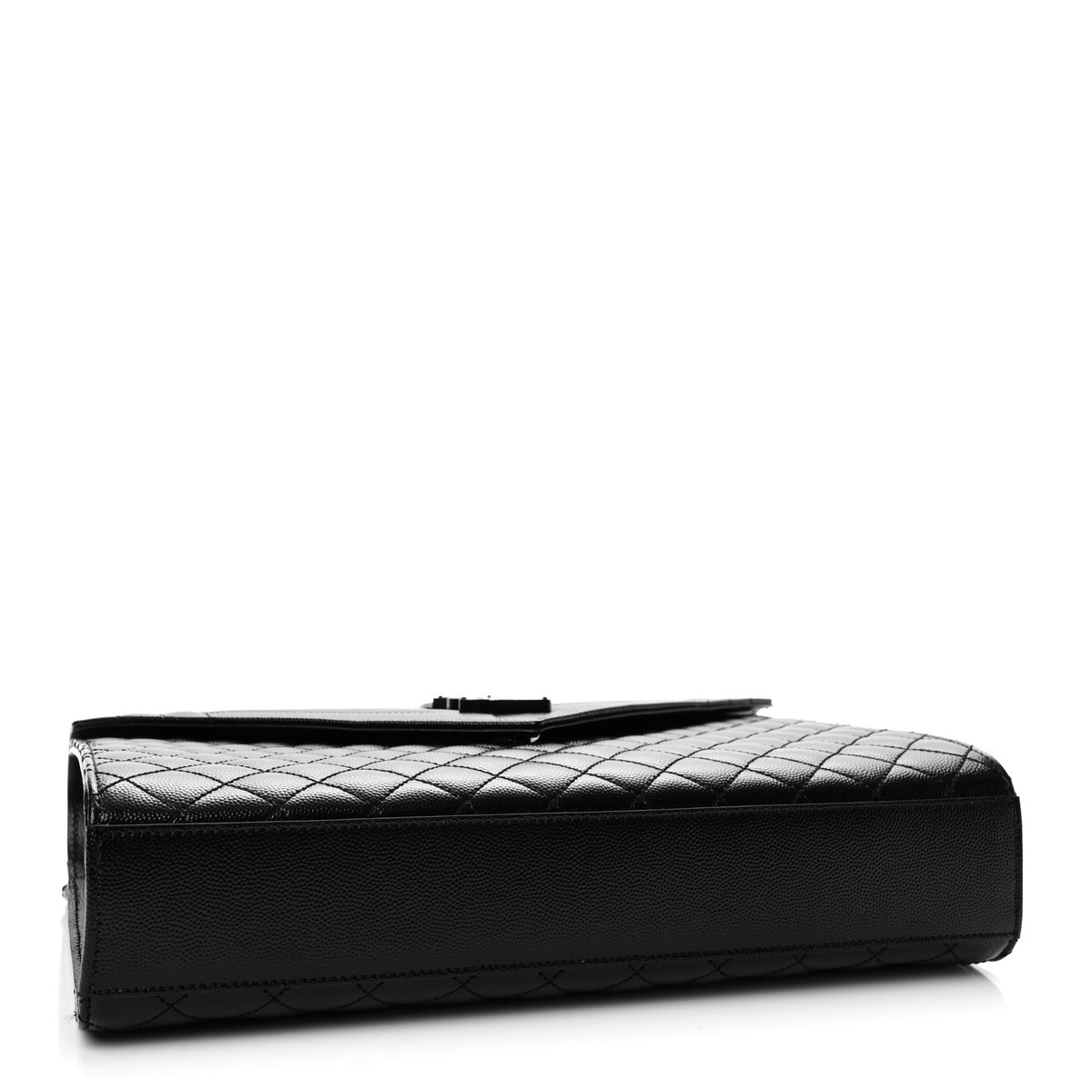 Grain De Poudre Textured Mixed Matelasse Large Triquilt Monogram Monochrome Satchel Black