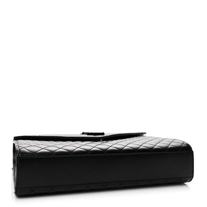 Saint Laurent Grain De Poudre Textured Mixed Matelasse Large Triquilt Monogram Monochrome Satchel Black 4 of 13