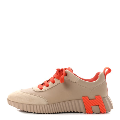 Hermes Goatskin Suede Bouncing Sneakers 38 Beige Sarrasin Sanguine 1 of 10