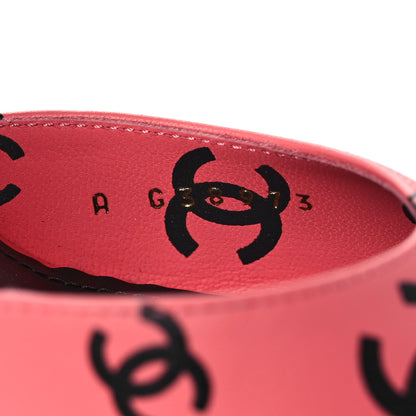 Chanel Printed Lambskin CC Sandals 36.5 Pink Black 8 of 9
