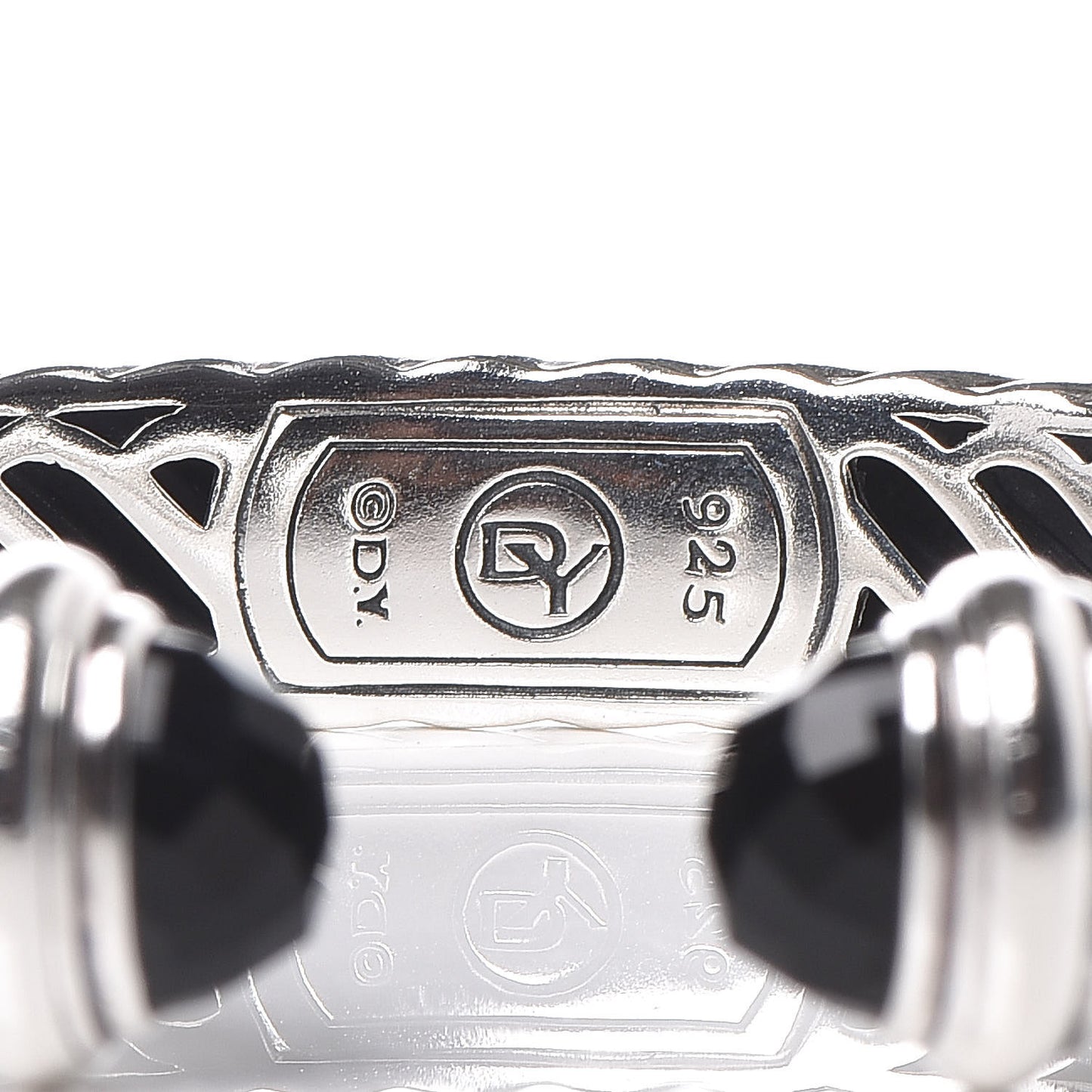 Sterling Silver Black Onyx 10mm Sculpted Cable Bracelet