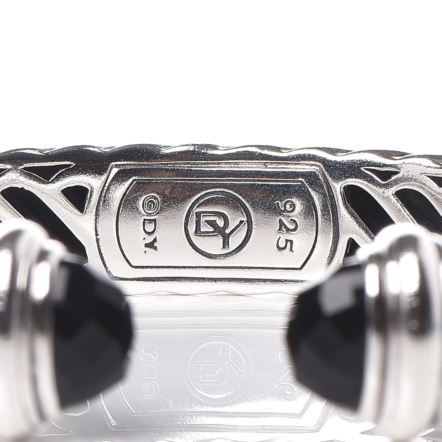 David Yurman Sterling Silver Black Onyx 10mm Sculpted Cable Bracelet 4 of 5