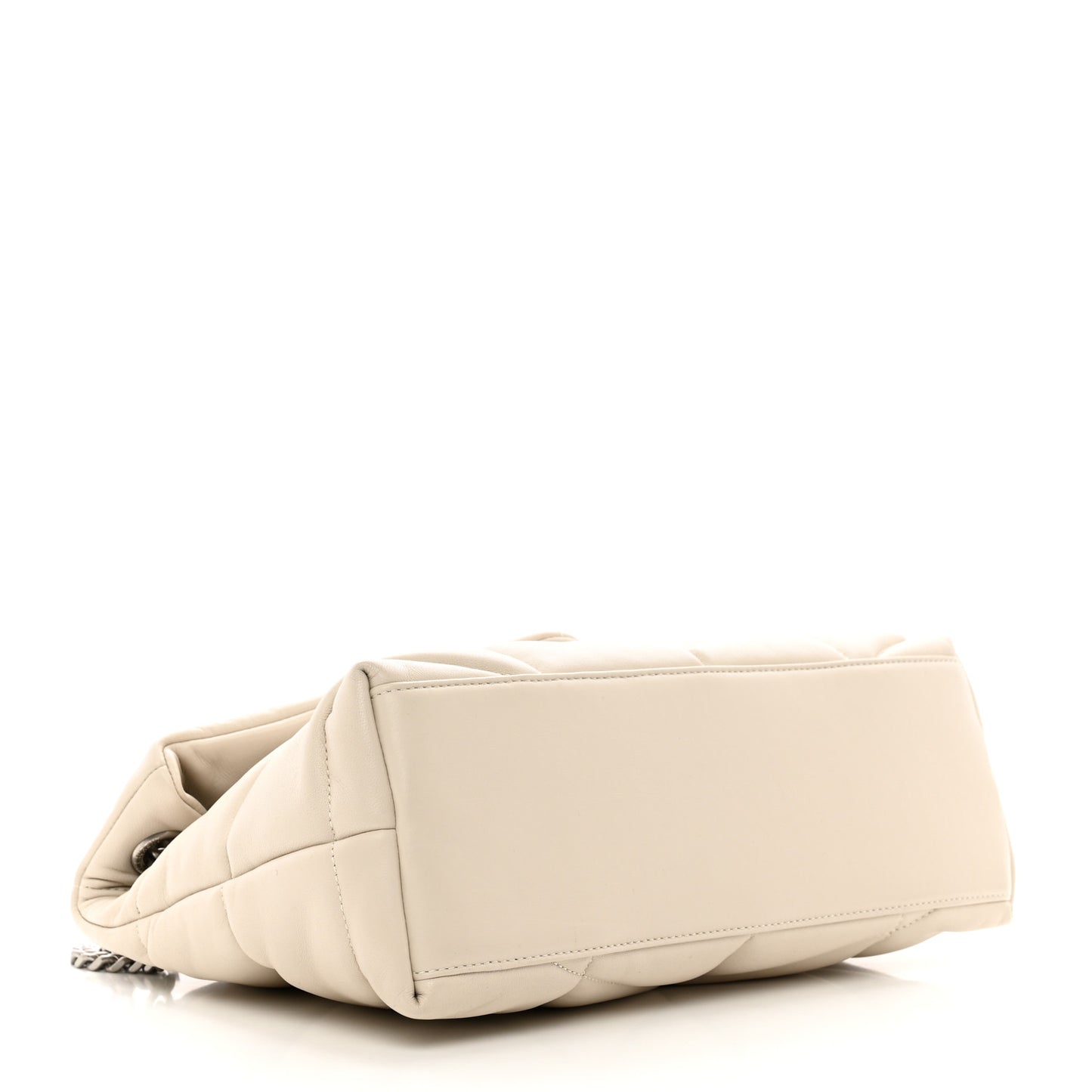 Lambskin Quilted Small Loulou Puffer Monogram Chain Satchel Crema Soft