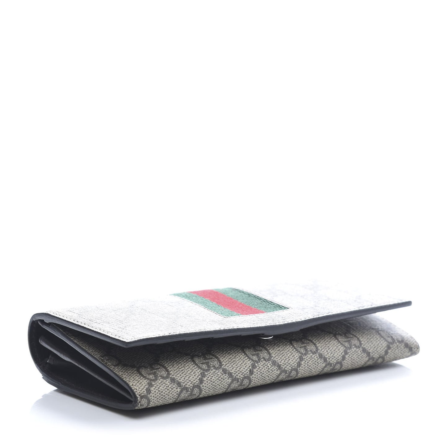 GG Supreme Monogram Selleria Calfskin Web New Web Continental Wallet Beige Ebony Cocoa