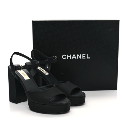Chanel Grosgrain Platform Sandals 39 Black 11 of 11