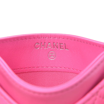 Chanel Lambskin Quilted Card Holder Neon Pink 8 of 9