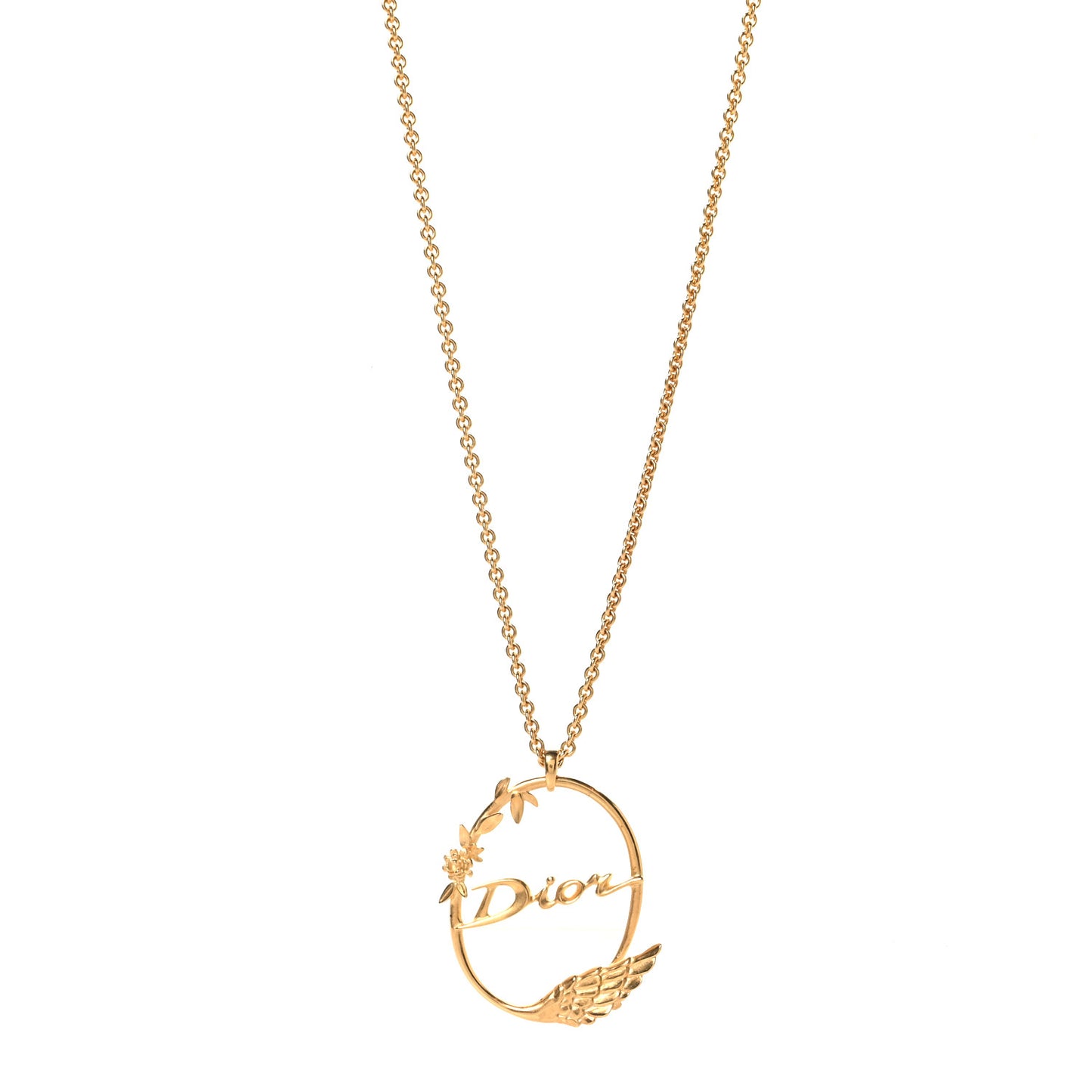 Metal Script Logo Necklace Gold