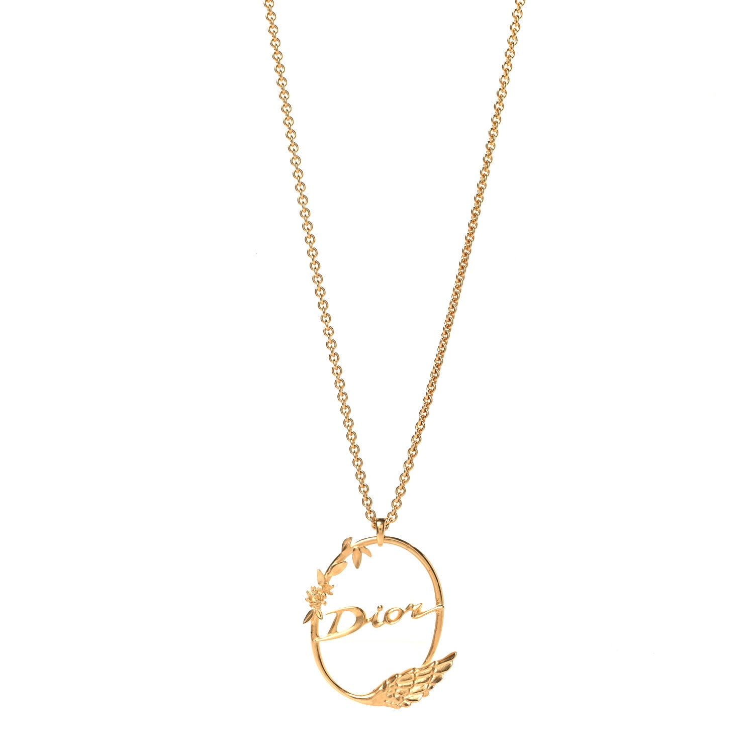 Christian Dior Metal Script Logo Necklace Gold 1 of 5