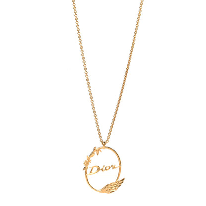 Christian Dior Metal Script Logo Necklace Gold 1 of 5