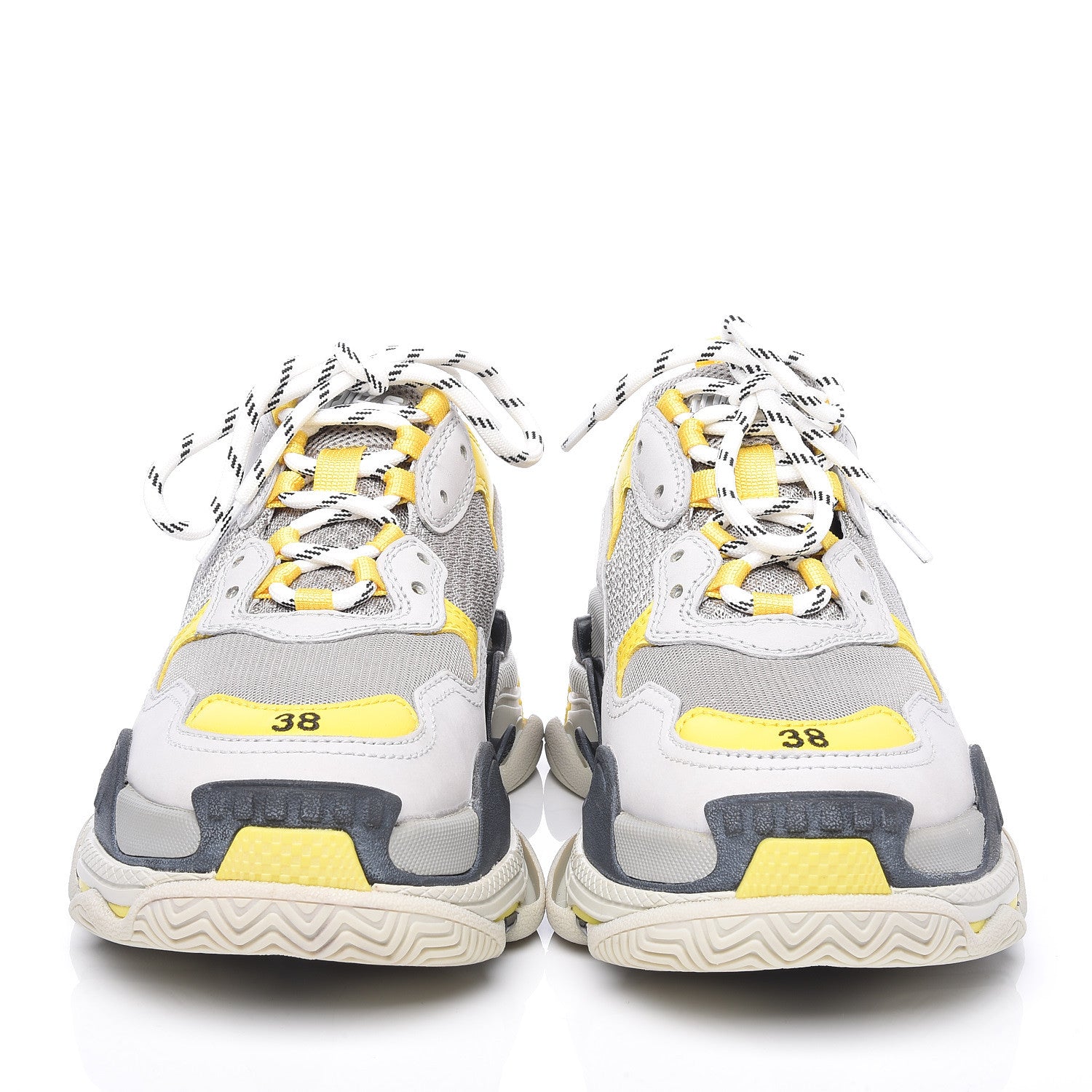 Balenciaga Fabric Mesh Womens Triple S Sneakers 38 Yellow Grey White 2 of 8