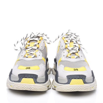 Balenciaga Fabric Mesh Womens Triple S Sneakers 38 Yellow Grey White 2 of 8