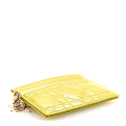 Christian Dior Patent Cannage Lady Dior Five-Slots Card Holder Lime 4 of 7