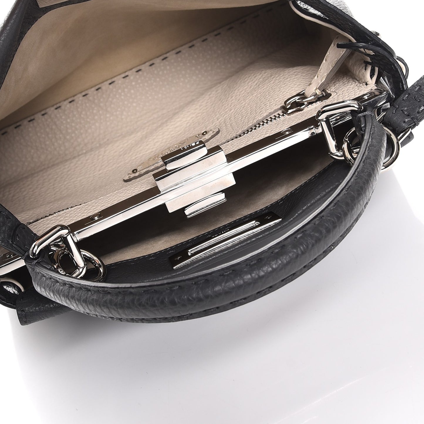 Cuoio Romano Selleria Bi-Color Large Peekaboo Iconic Satchel Asfalto Latte