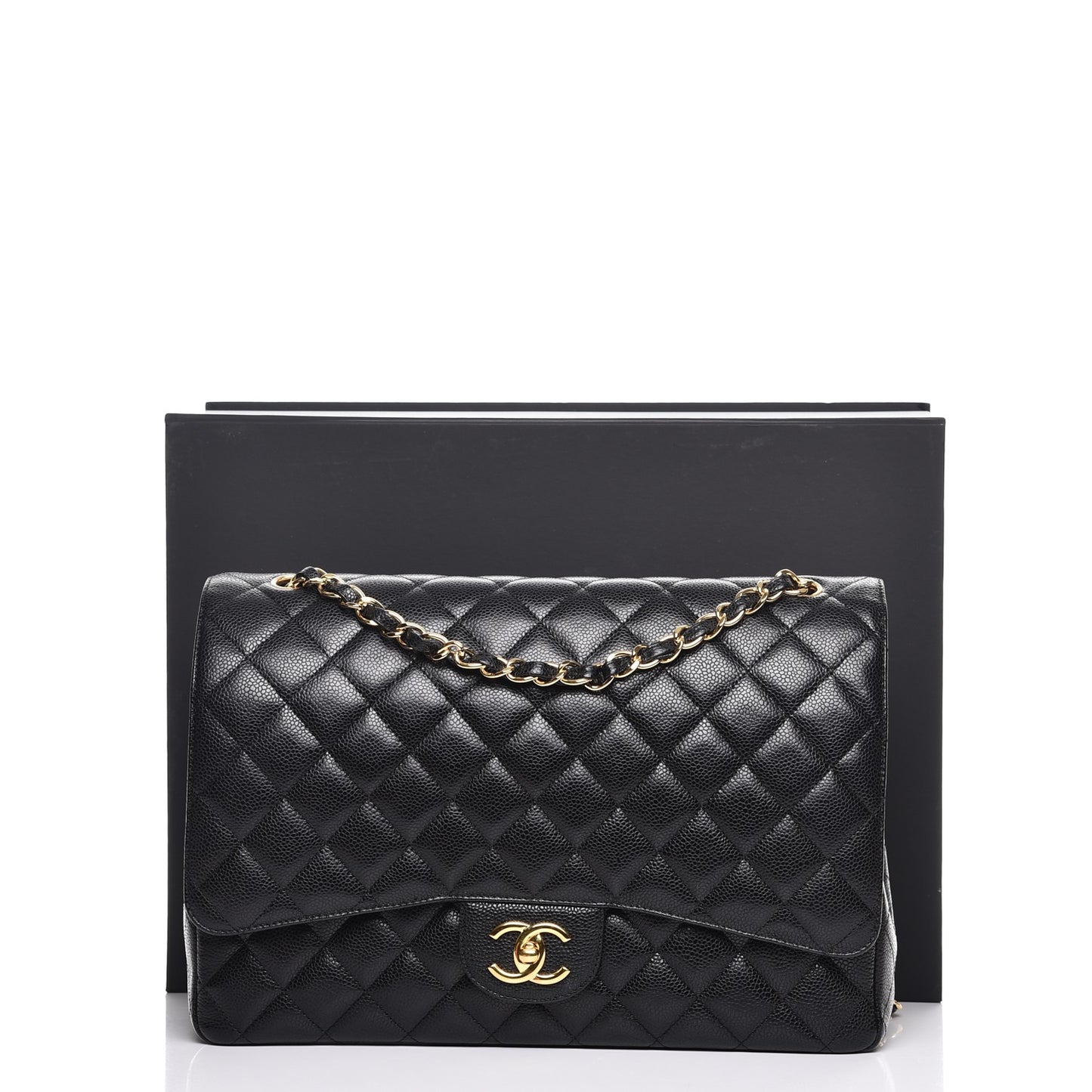 Caviar Quilted Maxi Double Flap Black