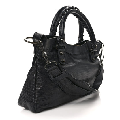 Balenciaga Calfskin Lizard Embossed Classic Hardware First Black 3 of 12