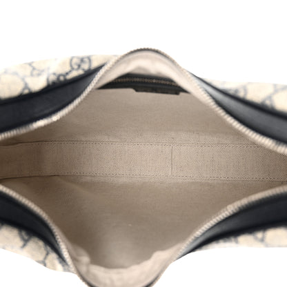 Gucci GG Supreme Monogram Textured Calfskin Web Large Attache Shoulder Bag Beige Blue 5 of 10