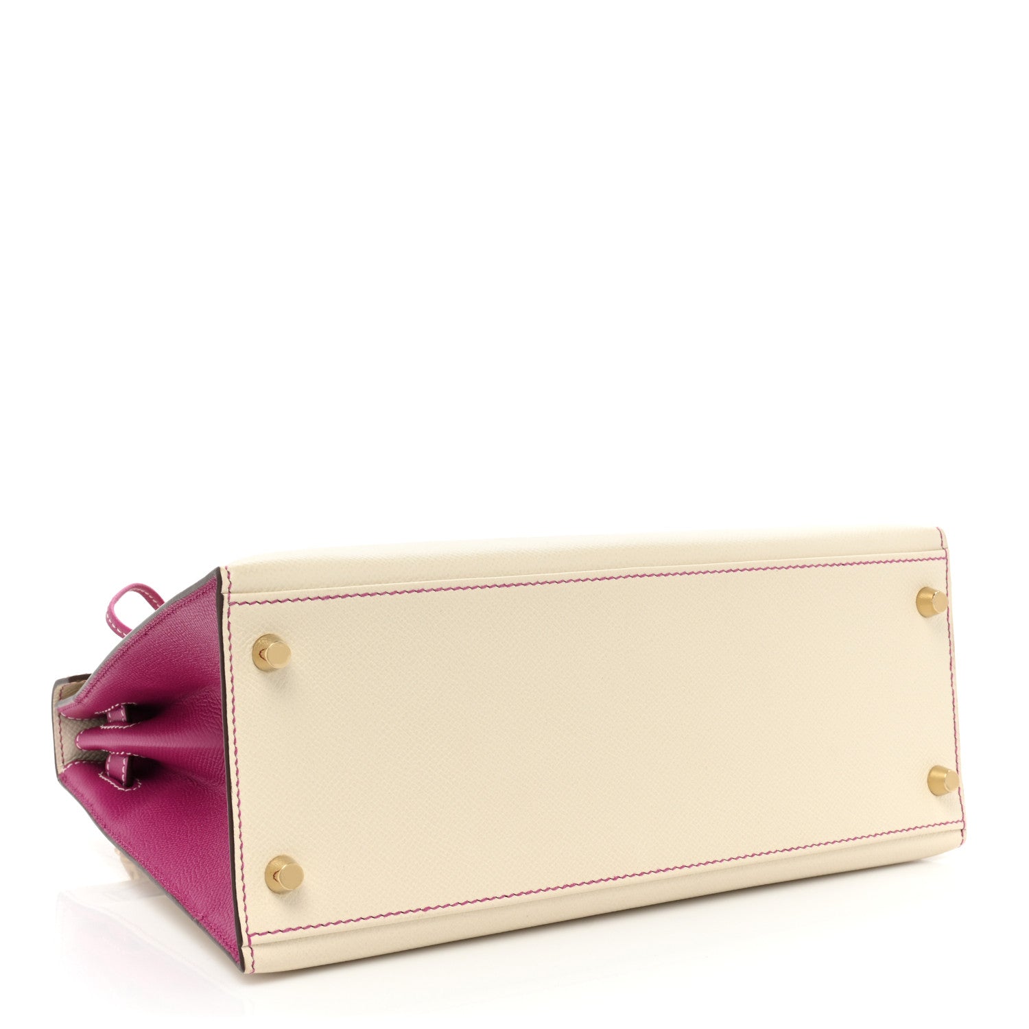 Hermes Epsom Bi-Color Horseshoe Kelly Sellier 28 Craie Rose Pourpre 4 of 13