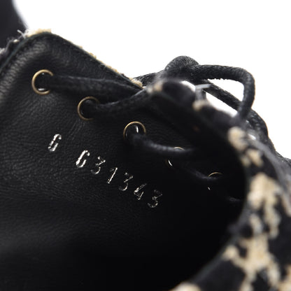Chanel Tweed Lace Up 85 Wedges 38 Black Beige 8 of 9