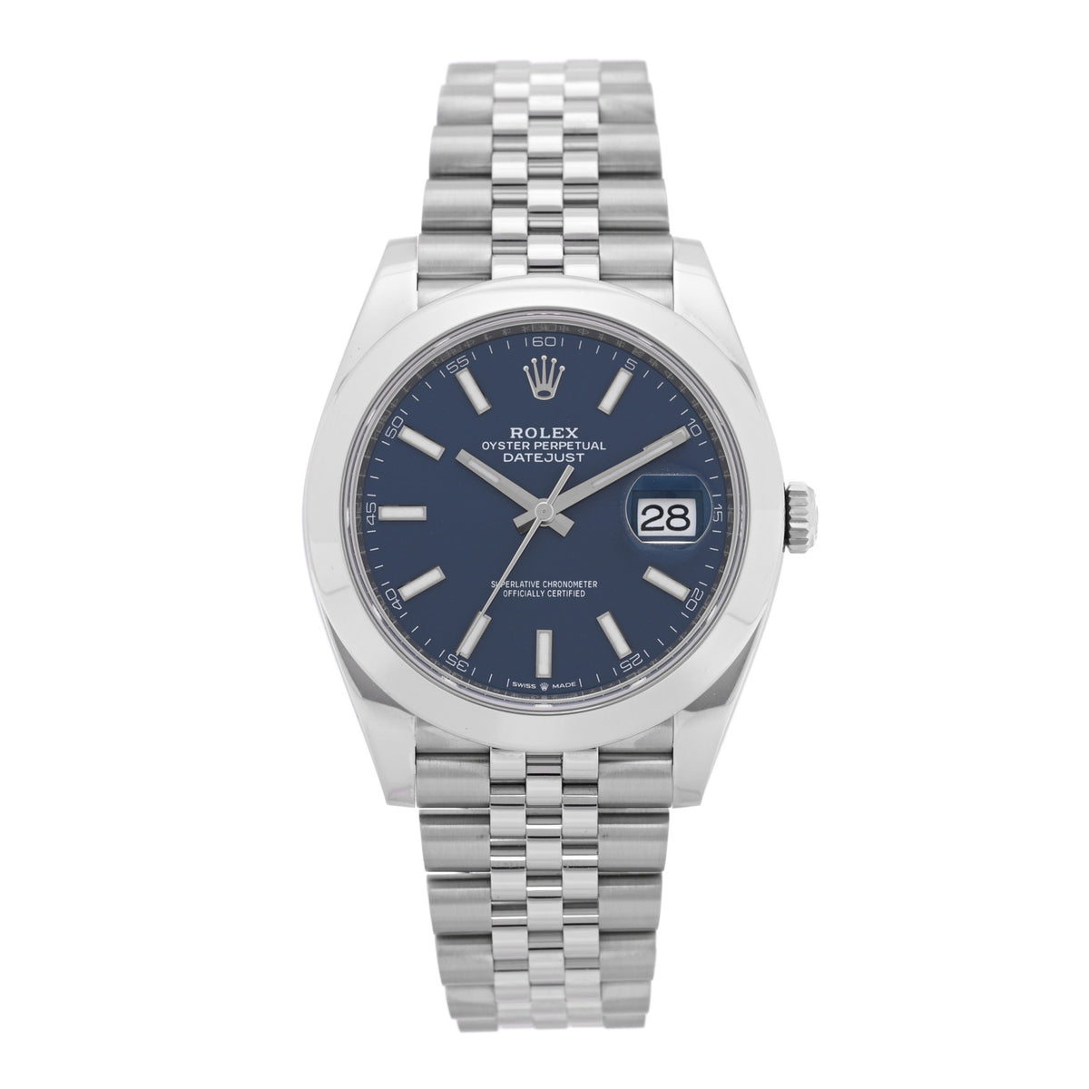 Stainless Steel 41mm Oyster Perpetual Datejust Watch Bright Blue 126300