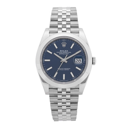 Rolex Stainless Steel 41mm Oyster Perpetual Datejust Watch Bright Blue 126300 1 of 5