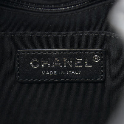 Chanel Caviar Flat Quilted CC Chain Bucket Drawstring Bag Black 6 of 10