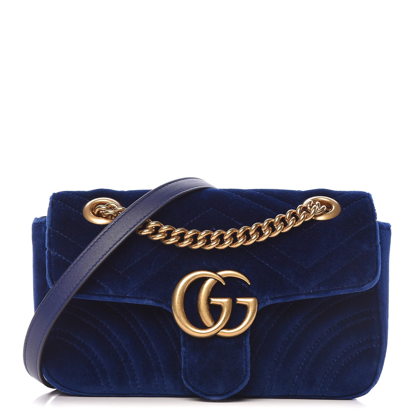 Velvet Matelasse Mini GG Marmont Shoulder Bag Cobalt Blue