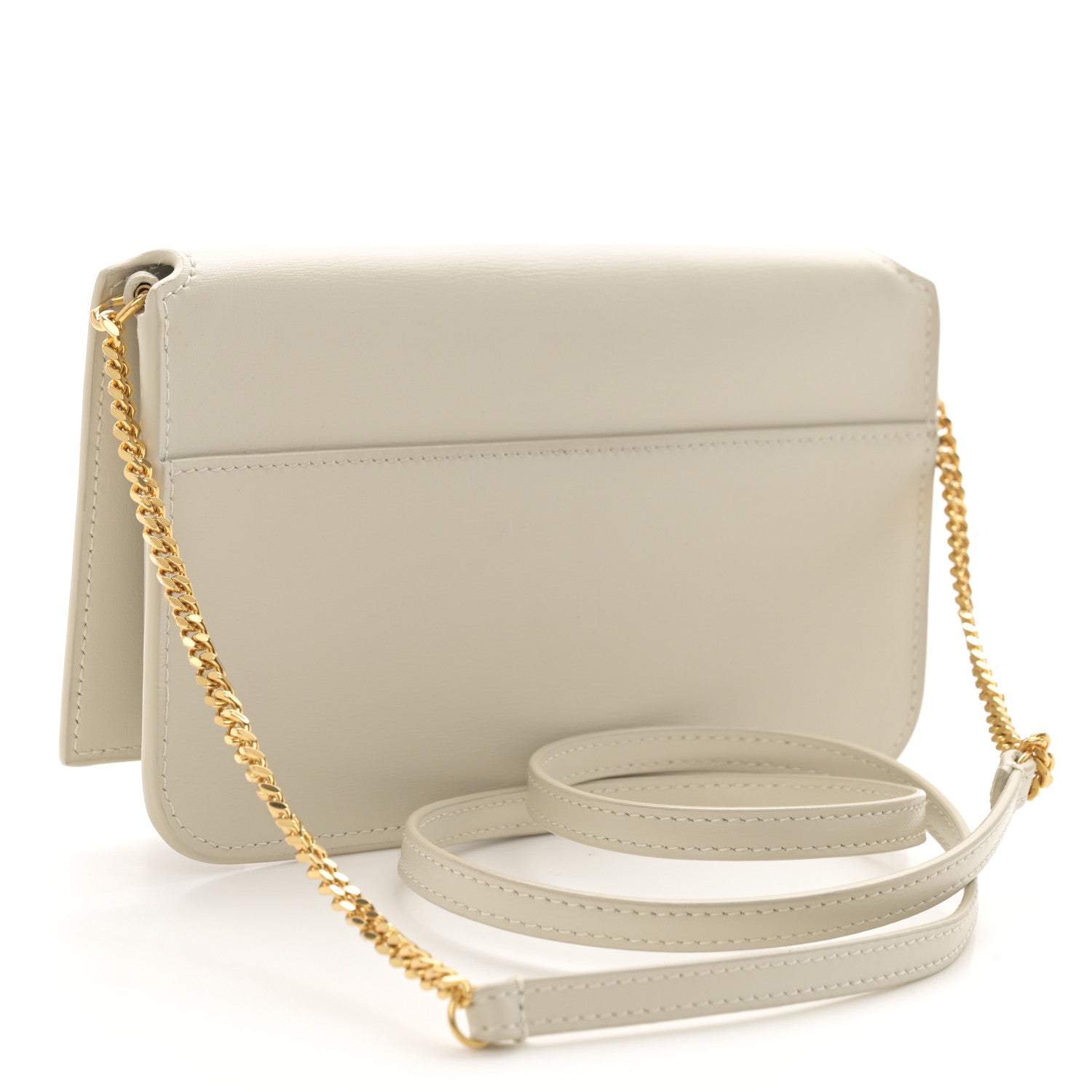 Saint Laurent Smooth Calfskin Monogram Phone Holder Crossbody Crema Soft 3 of 11