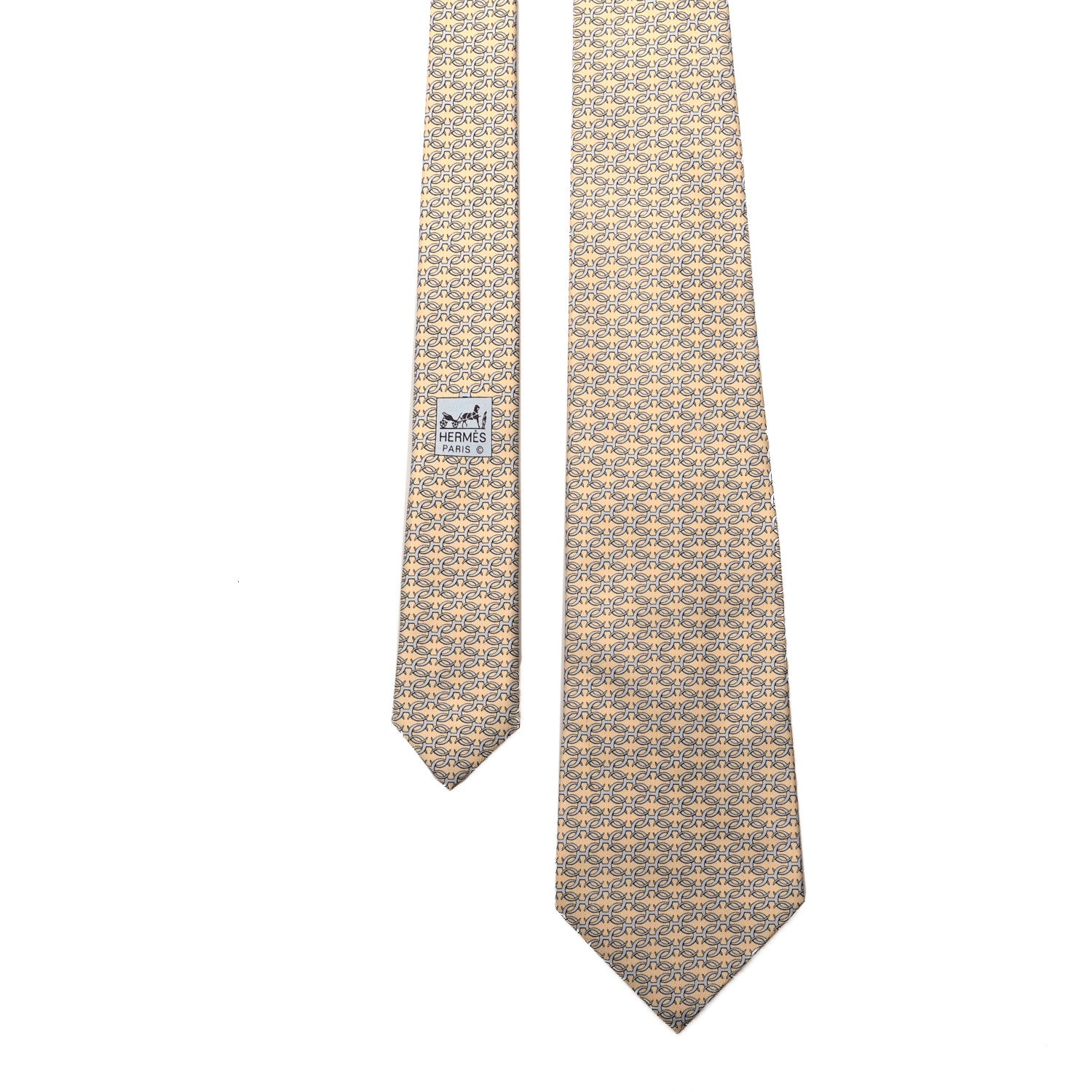 Hermes Printed Silk Mens Neck Tie Yellow 1 of 5