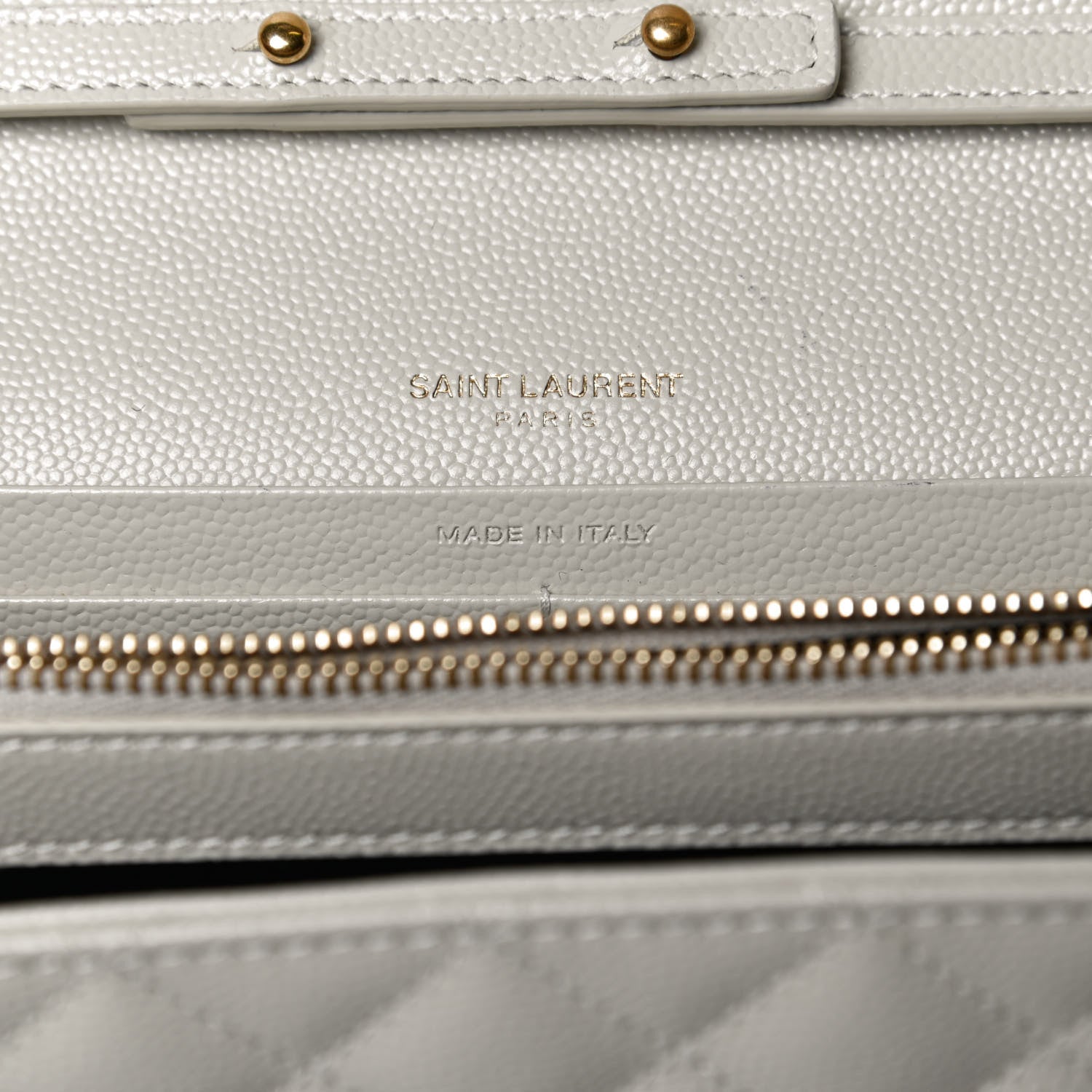 Saint Laurent Grain De Poudre Mixed Matelasse Triquilt Monogram Chain Wallet Crema Soft 6 of 12