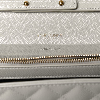 Saint Laurent Grain De Poudre Mixed Matelasse Triquilt Monogram Chain Wallet Crema Soft 6 of 12
