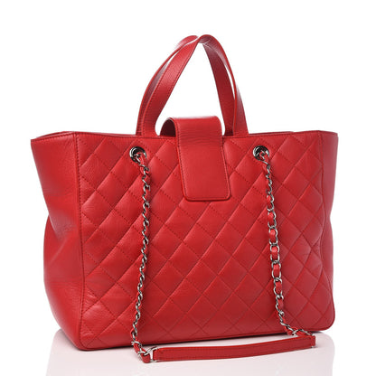 Chanel Caviar Quilted Large CC Box Shopping Tote Red 4 of 14
