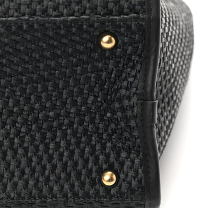 Chanel Straw Raffia Calfskin Chain Medium Deauville Tote Black 11 of 11