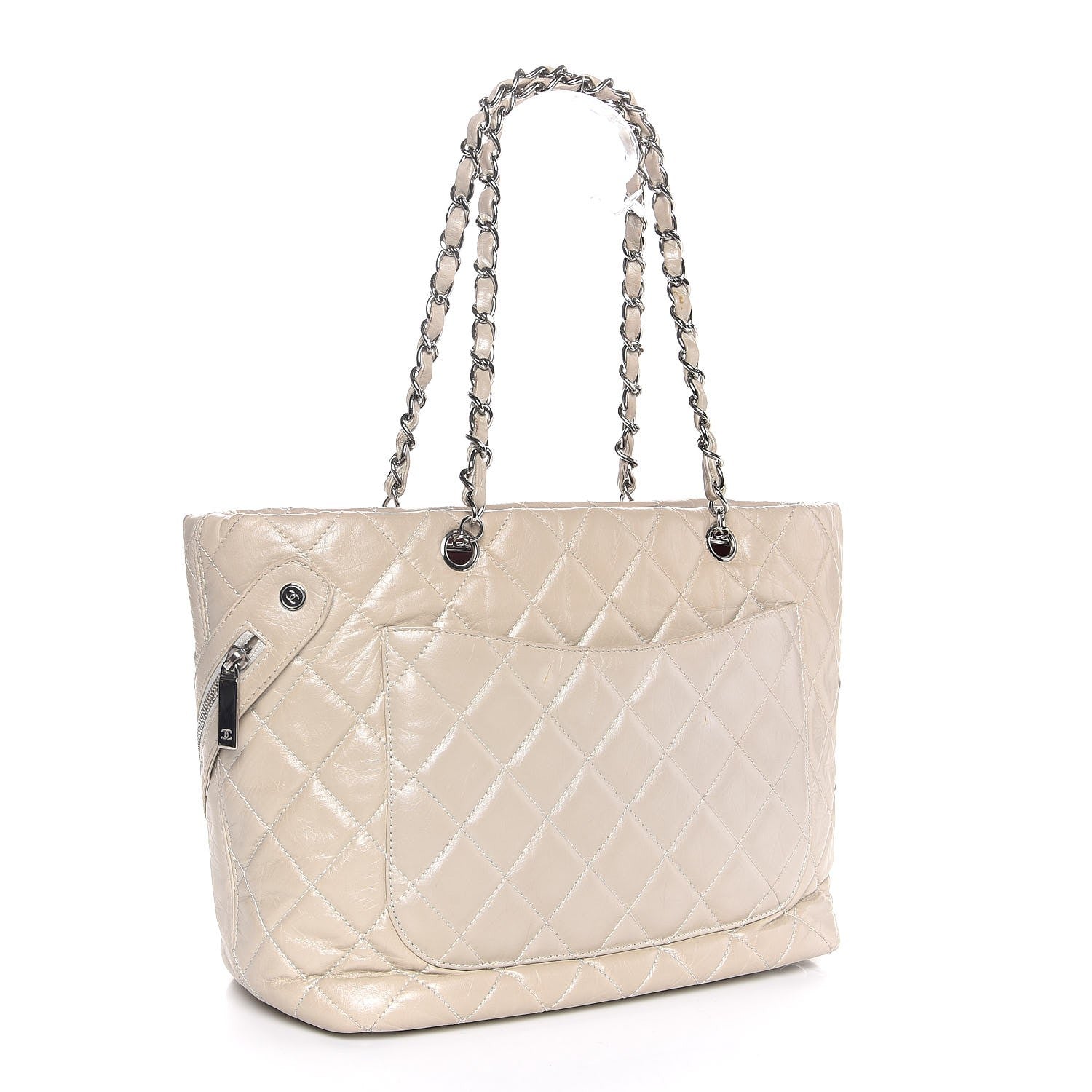 Chanel Aged Calfskin Quilted Large Cotton Club Tote Pearl 3 of 7