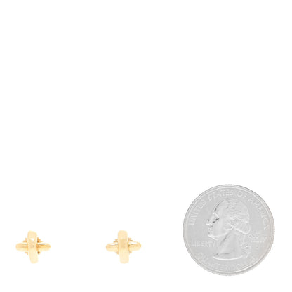 Tiffany 18K Yellow Gold 7.5mm Cross Stitch Earrings 2 of 6