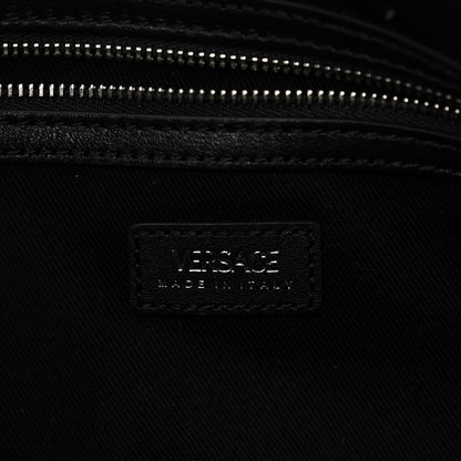 Versace Calfskin Studded Medium Repeat Zip Hobo Black 6 of 9