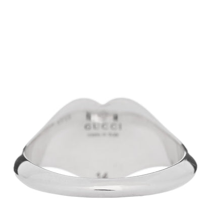 Gucci Sterling Silver Enamel GG Heart Ring 54 6.75 Blue 3 of 5