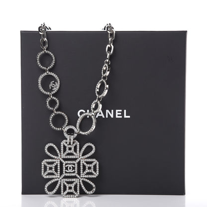 Chanel Crystal Strass Cross CC Necklace Silver 5 of 5