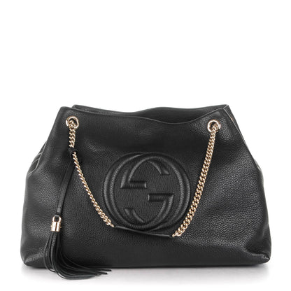Gucci Pebbled Calfskin Large Soho Chain Shoulder Bag Black 1 of 7