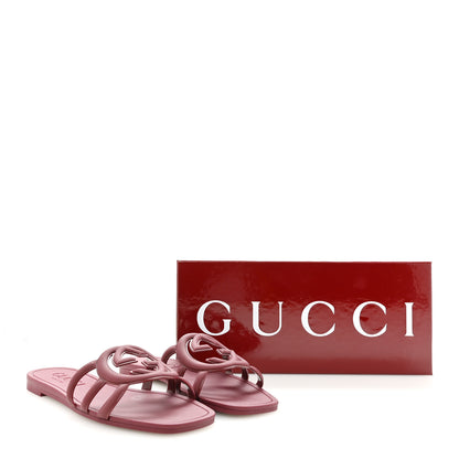 Gucci Rubber Womens Interlocking G Slide Sandals  39 Rosso Ancora 10 of 10